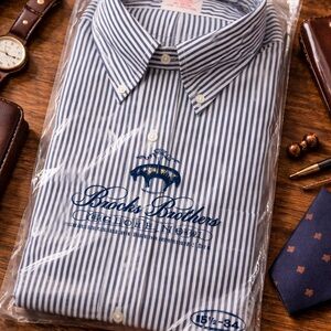 Vintage Brooks Brothers 15.5-4 Navy Stripe Button Down Shirt NWT